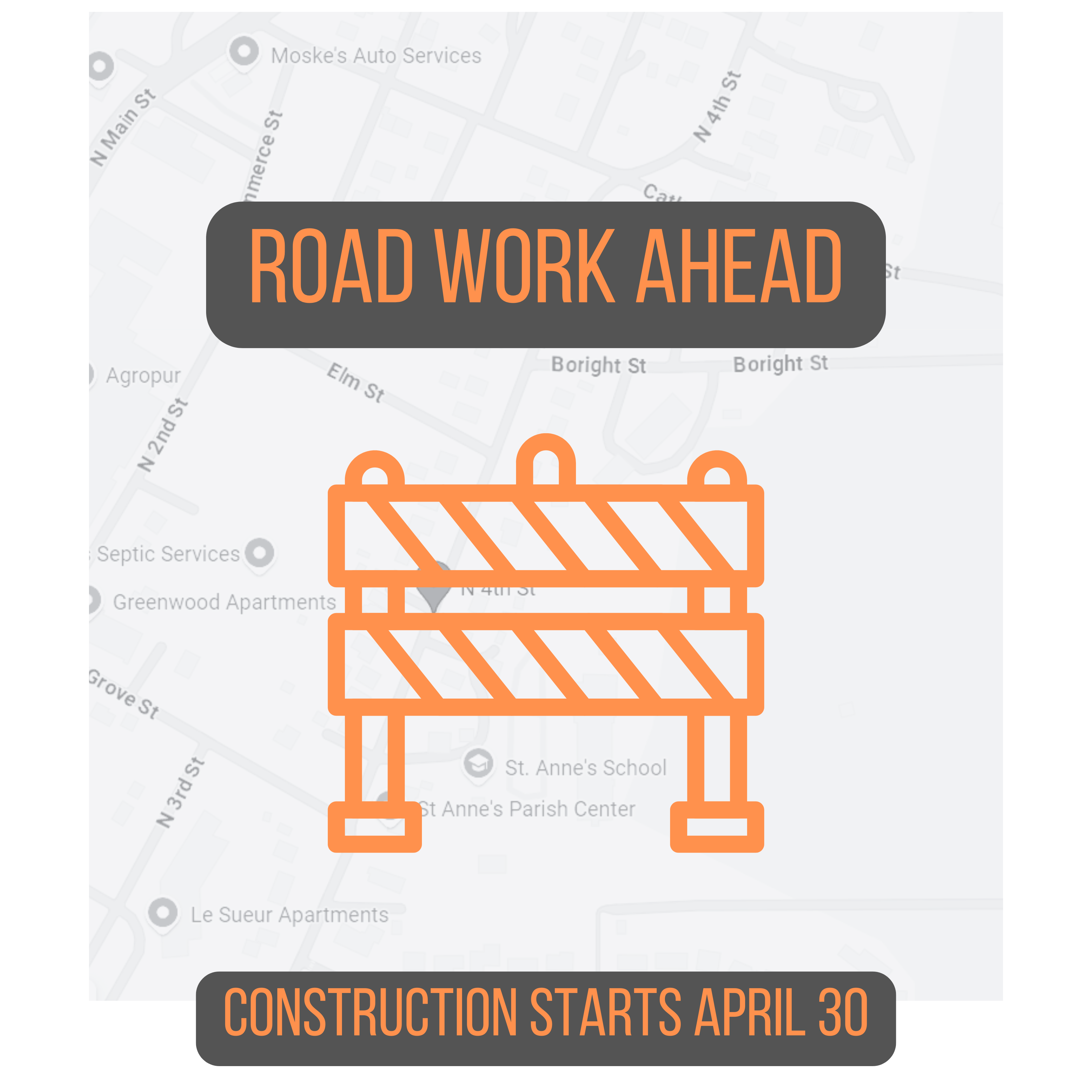 Road Work Notice N 4th-Cathcart